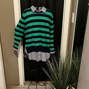Sweater with faux blouse. XL